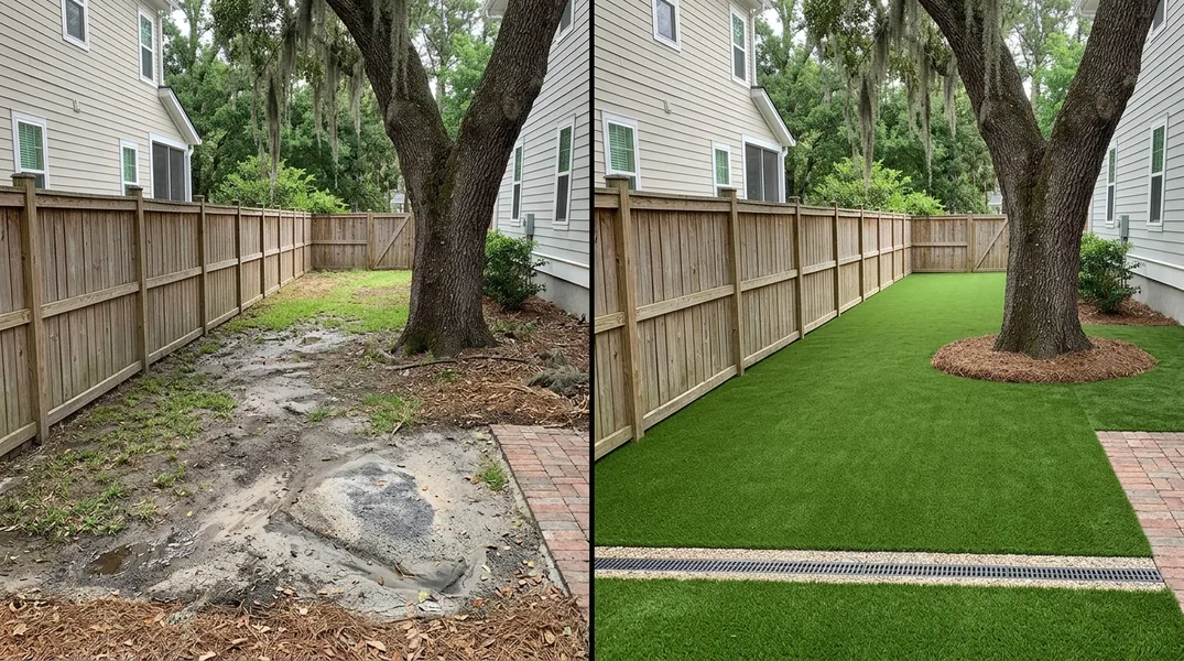 Result artificial grass installation in Charleston - Charleston Artificial Grass Installation