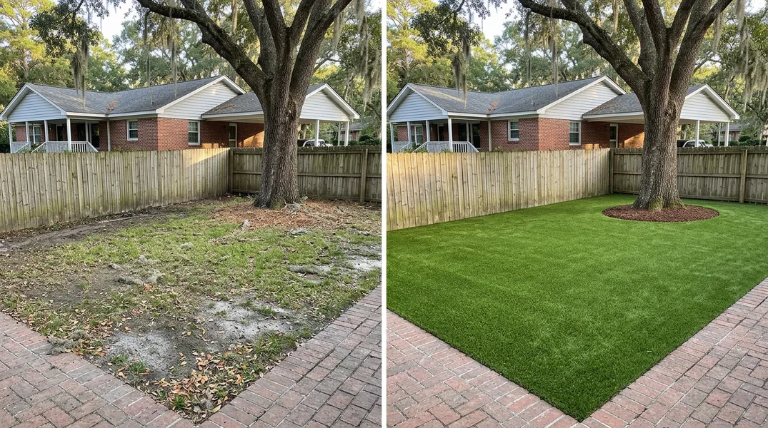 Result artificial grass installation in Charleston - Charleston Artificial Grass Installation